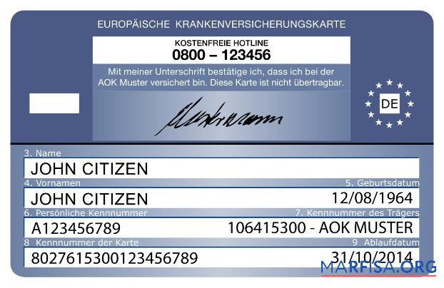 Blank Denmark european health insurance card example